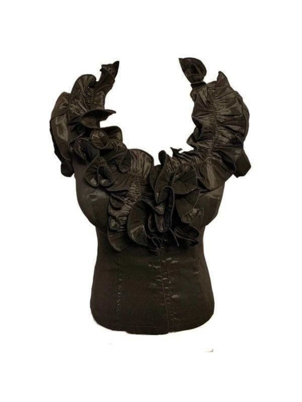 New! Moa Metallic Ruffle Top Sz M